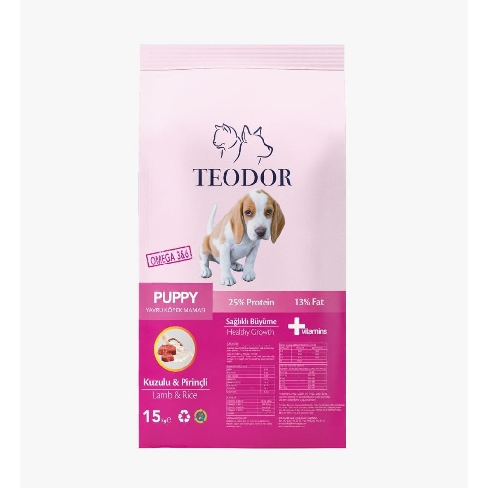 Teodor Kuzu Etli ve Pirinçli yavru Köpek Maması 15 Kg