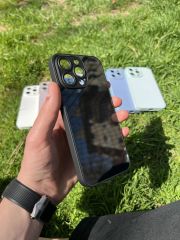 İphone 15 Pro Uyumlu Parlak Premium Renkli Cam Telefon Kılıfı