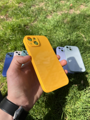 İphone 15 Uyumlu Parlak Premium Renkli Cam Telefon Kılıfı