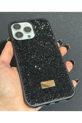 İphone 15 Pro Max Uyumlu Sw İnce Taşlı Elmas Işıltılı Telefon Kılıfı