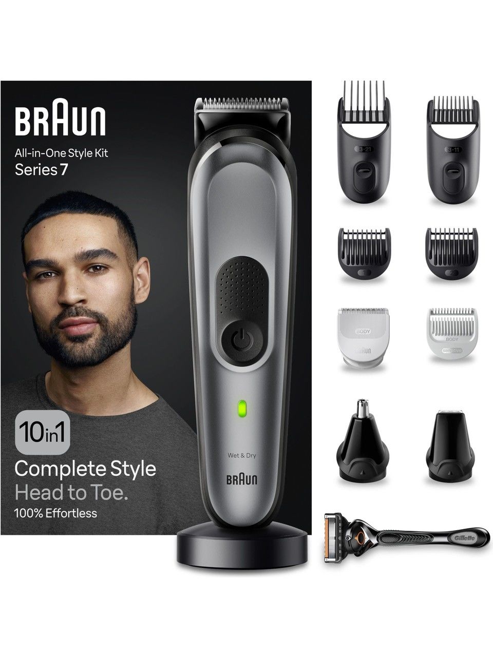 Braun Series 7 MGK7420 + Gillette ProGlide 10'u 1 Arada Erkek Bakım Seti